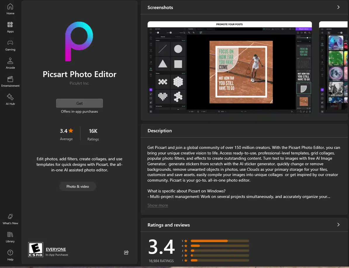 PicsArt on Microsoft Store